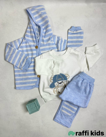 Hi baby 3-lü dəst-Türkiyə istehsalı pambıq uşaq geyimi|Raffi Kids