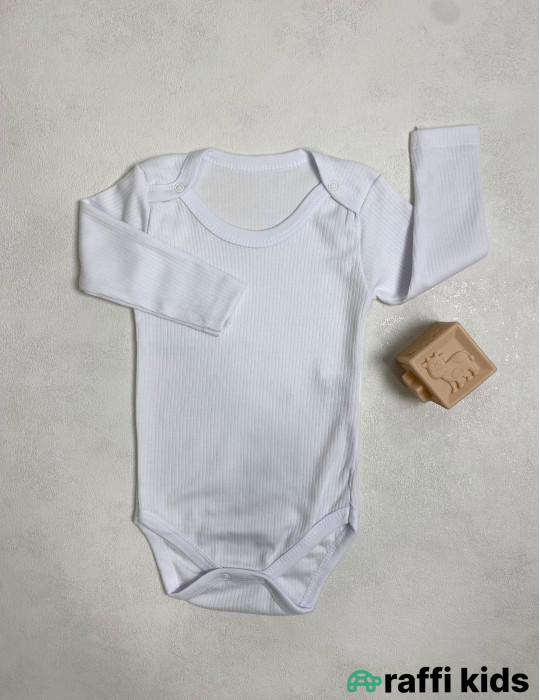 Ağ uzunqol body -Türkiyə istehsalı pambıq uşaq geyimi|Raffi Kids