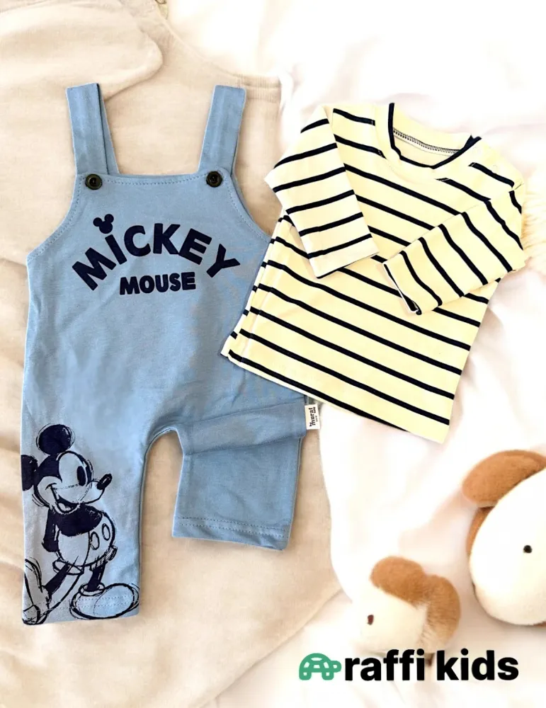 Mickey mouse 2-li slopet-Türkiyə istehsalı pambıq uşaq geyimi Raffi Kids