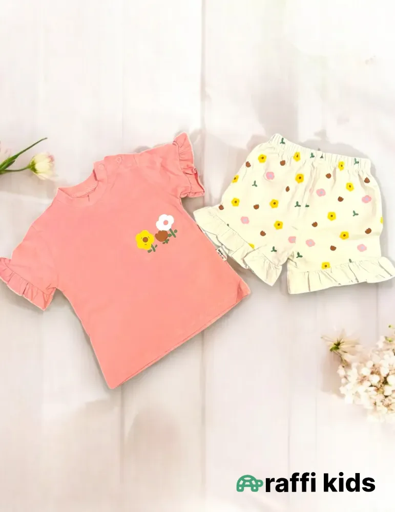 0-18 aylıq uşaqlar üçün yay sezon qisaqol sortik dəsti | three flowers