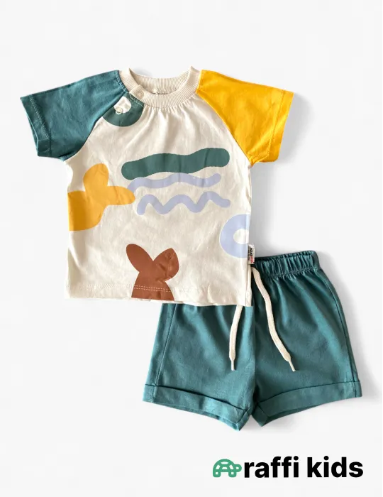 0-18 aylıq uşaqlar üçün yay sezon qisaqol sortik dəsti | always smile