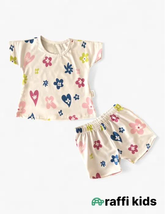 0-18 aylıq uşaqlar üçün yay sezon qisaqol sortik dəsti | colorful heart