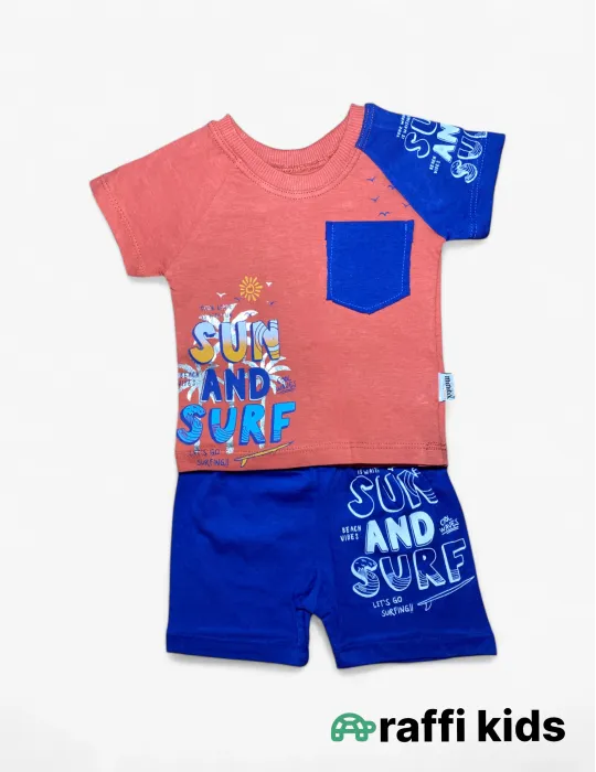 0-18 aylıq uşaqlar üçün yay sezon qisaqol sortik dəsti | sun and surf