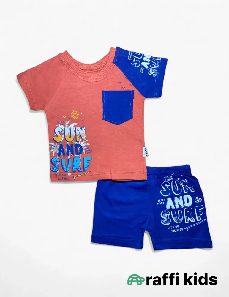 0-18 aylıq uşaqlar üçün yay sezon qisaqol sortik dəsti | sun and surf