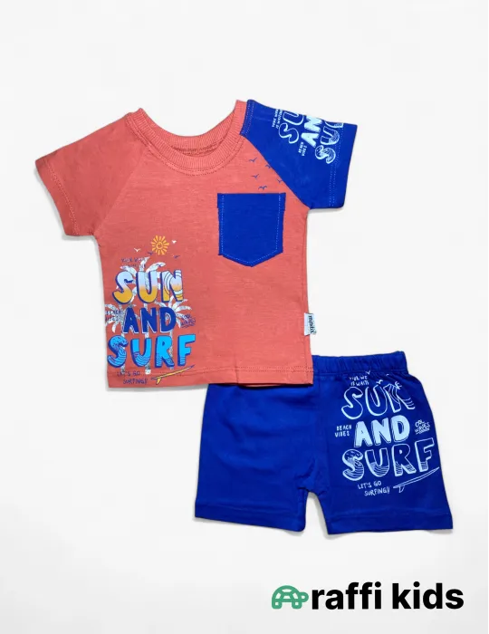 0-18 aylıq uşaqlar üçün yay sezon qisaqol sortik dəsti | sun and surf