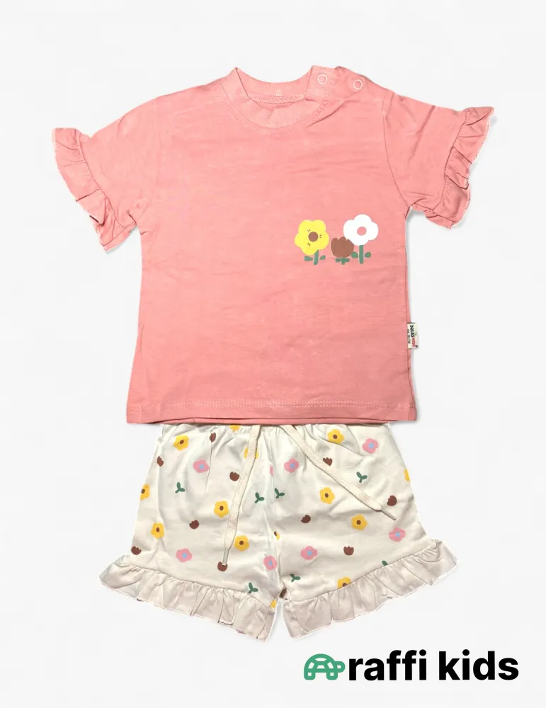 0-18 aylıq uşaqlar üçün yay sezon qisaqol sortik dəsti | three flowers