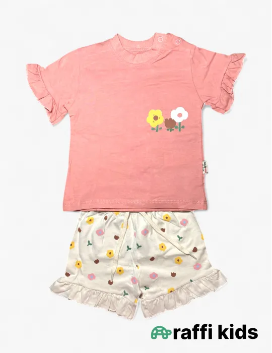 0-18 aylıq uşaqlar üçün yay sezon qisaqol sortik dəsti | three flowers