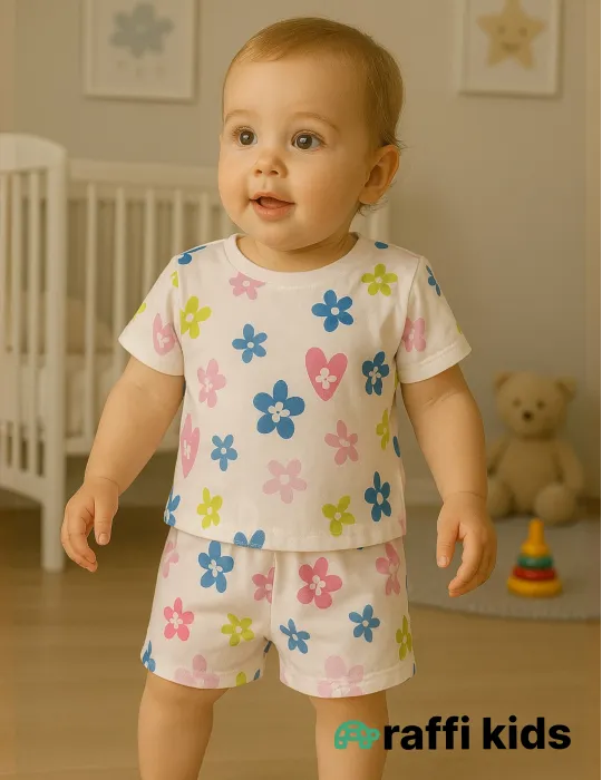 0-18 aylıq uşaqlar üçün yay sezon qisaqol sortik dəsti | colorful heart