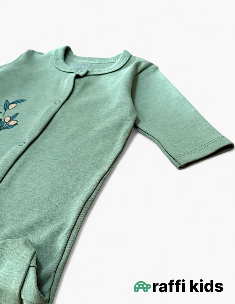 Zeytun ayaqı bağlı tulum – 0-3ay türkiyə istehsalı pambıq uşaq geyimi|Raffikids