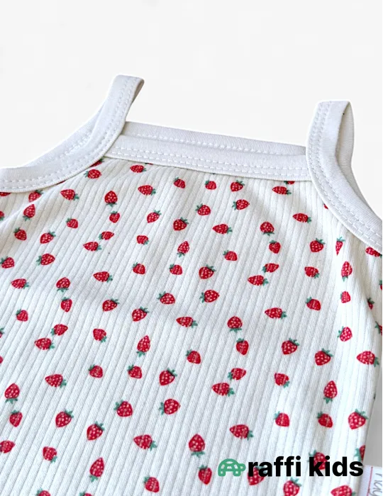 Çiyələklər ipli body– 0-9 ay türkiyə istehsalı pambıq uşaq geyimi|Raffikids
