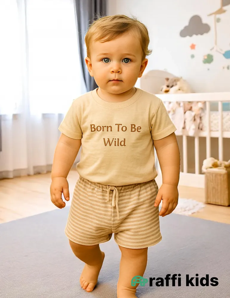 0-18 aylıq uşaqlar üçün yay sezon qisaqol sortik dəsti | born to be wild