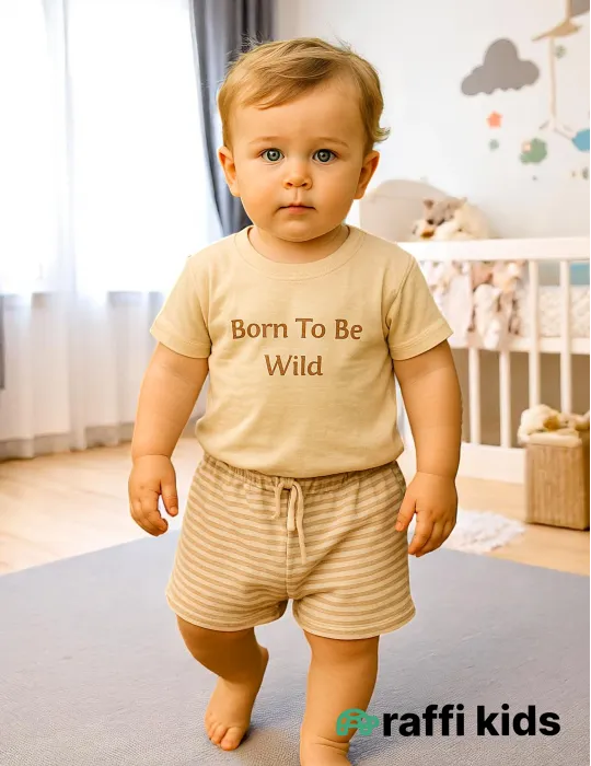 0-18 aylıq uşaqlar üçün yay sezon qisaqol sortik dəsti | born to be wild