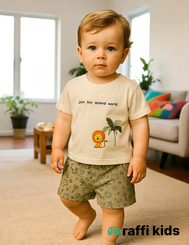 0-18 aylıq uşaqlar üçün yay sezon qisaqol sortik dəsti | born to be wild