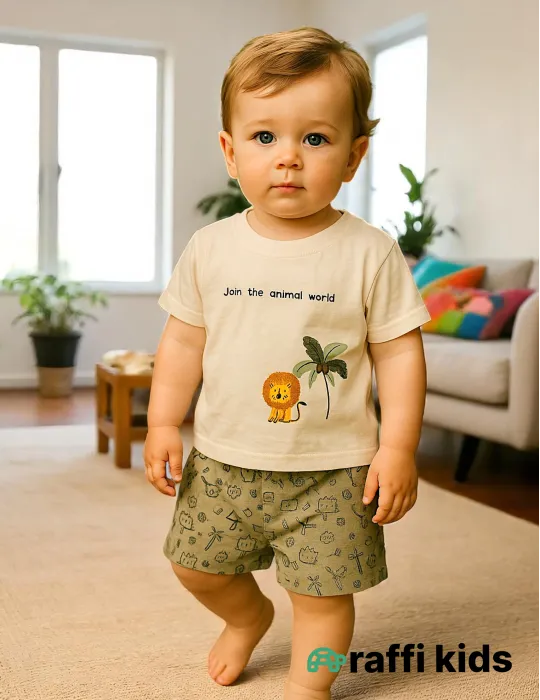 0-18 aylıq uşaqlar üçün yay sezon qisaqol sortik dəsti | born to be wild