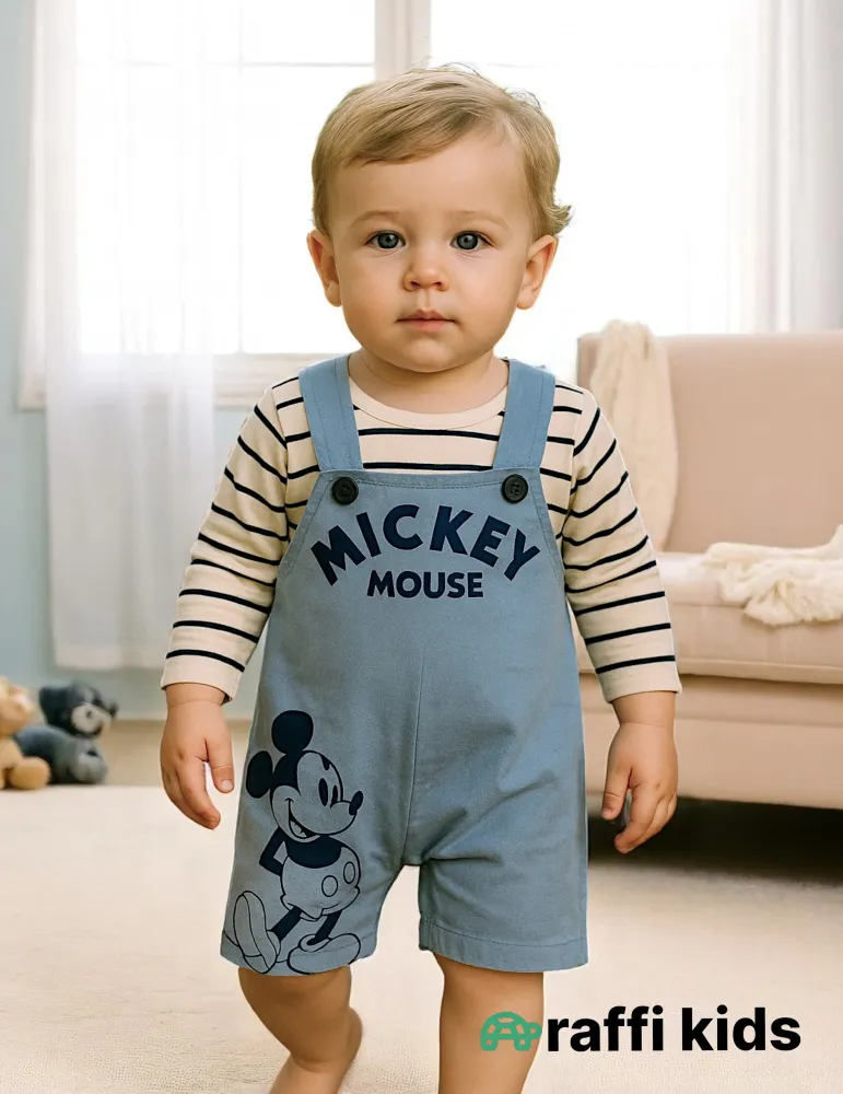 Mickey mouse 2-li slopet-Türkiyə istehsalı pambıq uşaq geyimi Raffi Kids