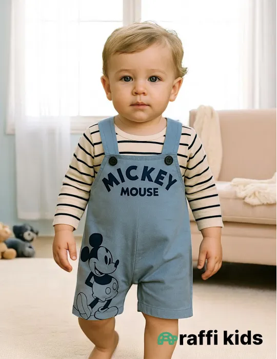 Mickey mouse 2-li slopet-Türkiyə istehsalı pambıq uşaq geyimi Raffi Kids