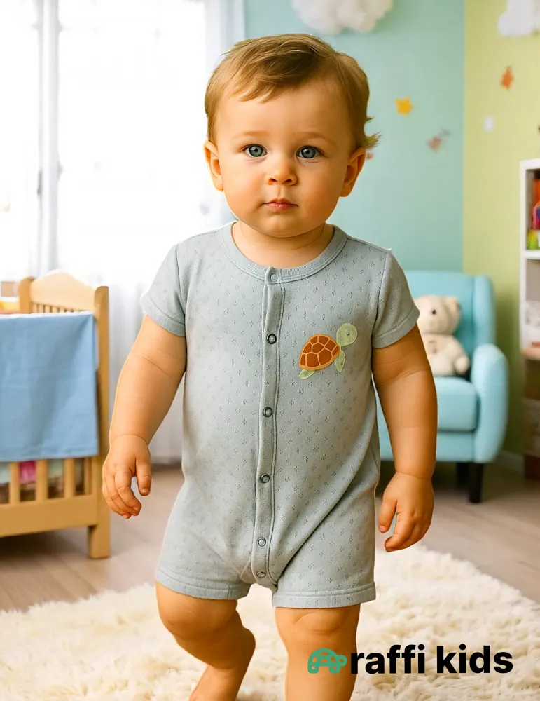 Tısbağa dostum rumper– 3-6 ay türkiyə istehsalı pambıq uşaq geyimi|Raffikids