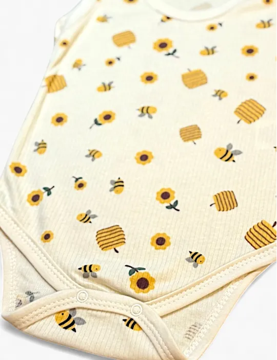 Arı və bal  qolsuz body türkiyə istehsalı pambıq uşaq bodisi|Raffikids