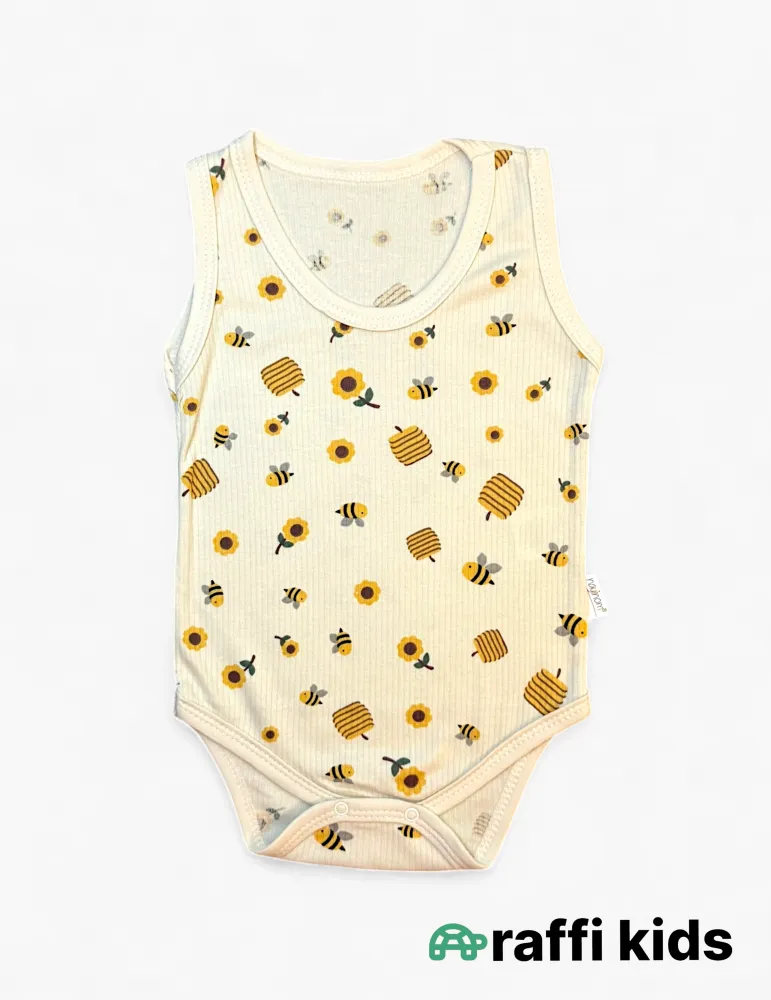 Arı və bal  qolsuz body türkiyə istehsalı pambıq uşaq bodisi|Raffikids