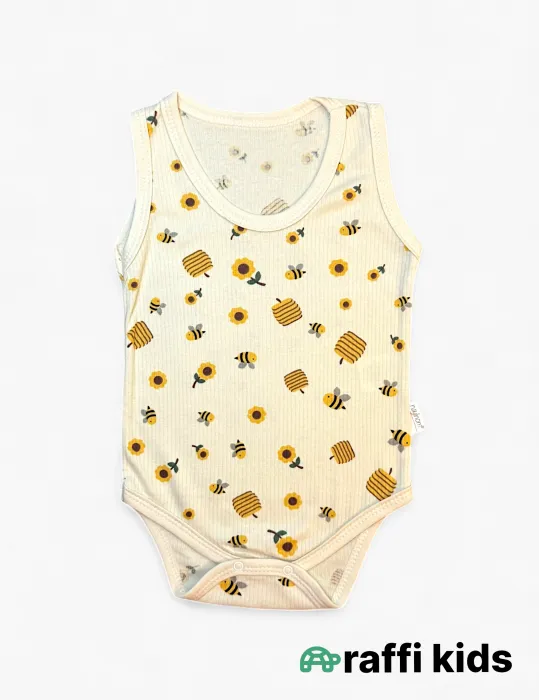 Arı və bal  qolsuz body türkiyə istehsalı pambıq uşaq bodisi|Raffikids