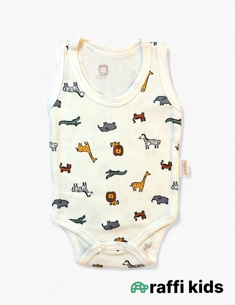 Safari  qolsuz body türkiyə istehsalı pambıq uşaq bodisi|Raffikids
