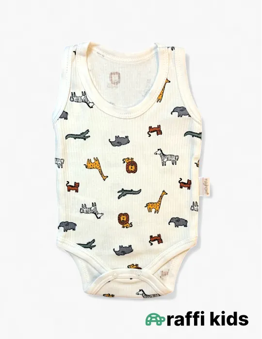 Safari  qolsuz body türkiyə istehsalı pambıq uşaq bodisi|Raffikids