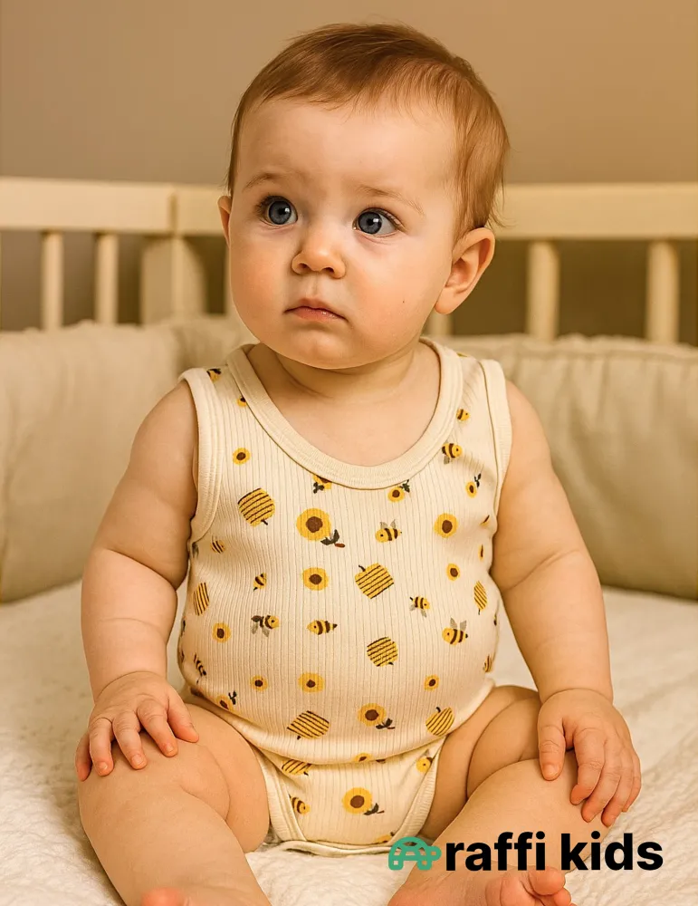 Arı və bal  qolsuz body türkiyə istehsalı pambıq uşaq bodisi|Raffikids