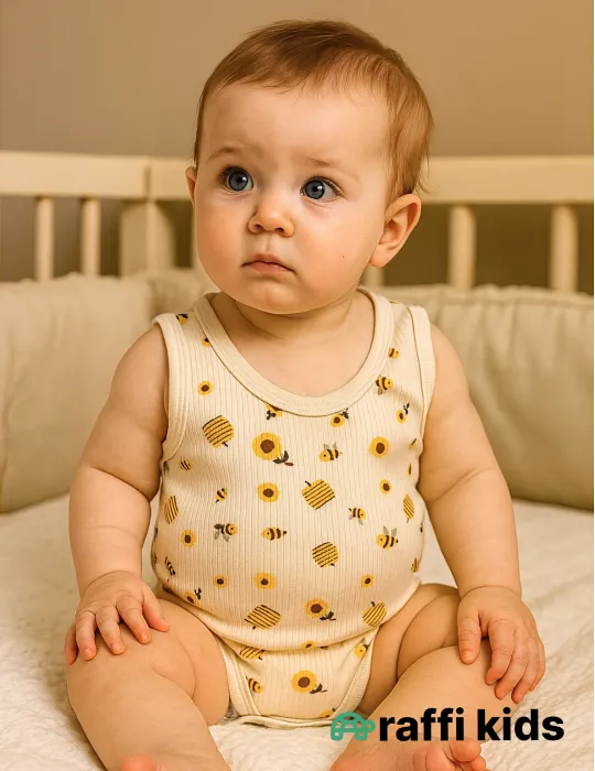 Arı və bal  qolsuz body türkiyə istehsalı pambıq uşaq bodisi|Raffikids