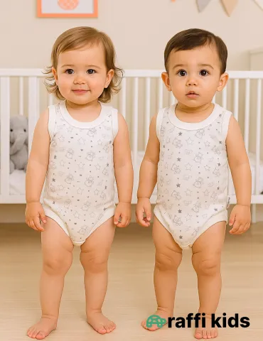 Ulduzlar və ayılar qolsuz body -Türkiyə istehsalı pambıq uşaq geyimi|Raffi Kids