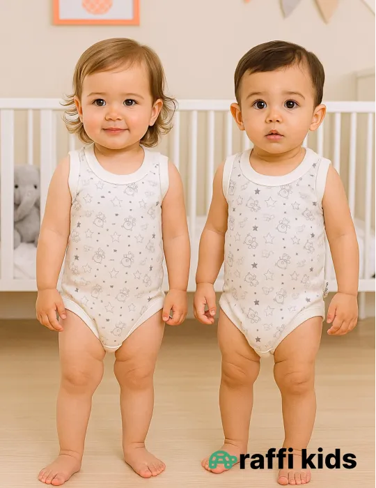 Ulduzlar və ayılar qolsuz body -Türkiyə istehsalı pambıq uşaq geyimi|Raffi Kids