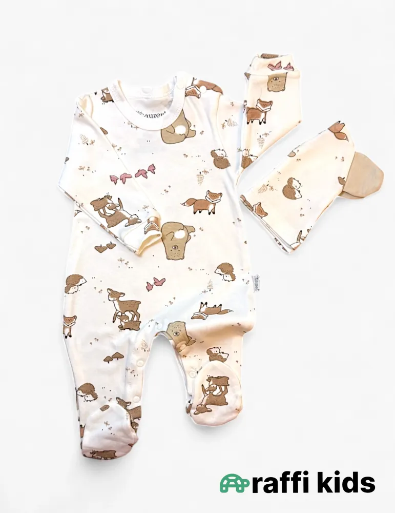 Dostlar papaqli tulum ay türkiyə istehsalı pambıq uşaq geyimi|Raffikids