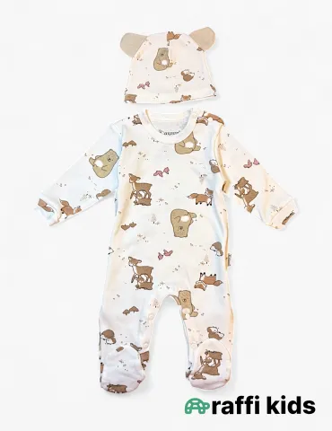 Dostlar papaqli tulum ay türkiyə istehsalı pambıq uşaq geyimi|Raffikids 2