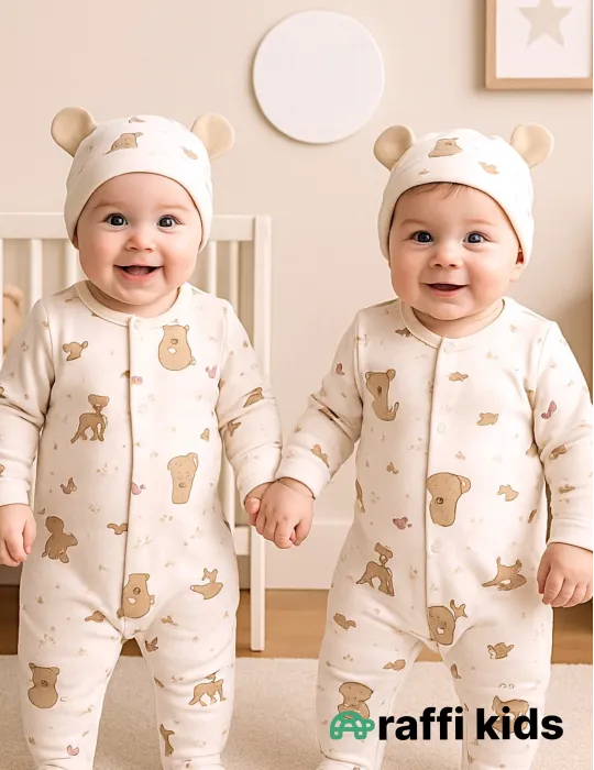 Dostlar papaqli tulum ay türkiyə istehsalı pambıq uşaq geyimi|Raffikids