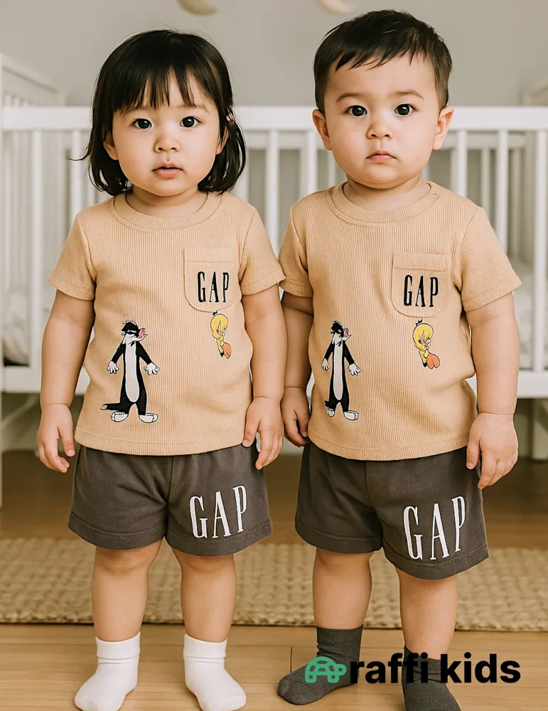 0-18 aylıq uşaqlar üçün yay sezon qisaqol sortik dəsti | sun and surf