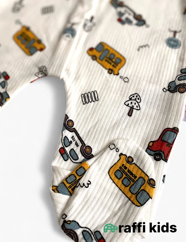 Maşınlar ayaqı bağlı tulum – 0-3 ay türkiyə istehsalı pambıq uşaq geyimi|Raffikids