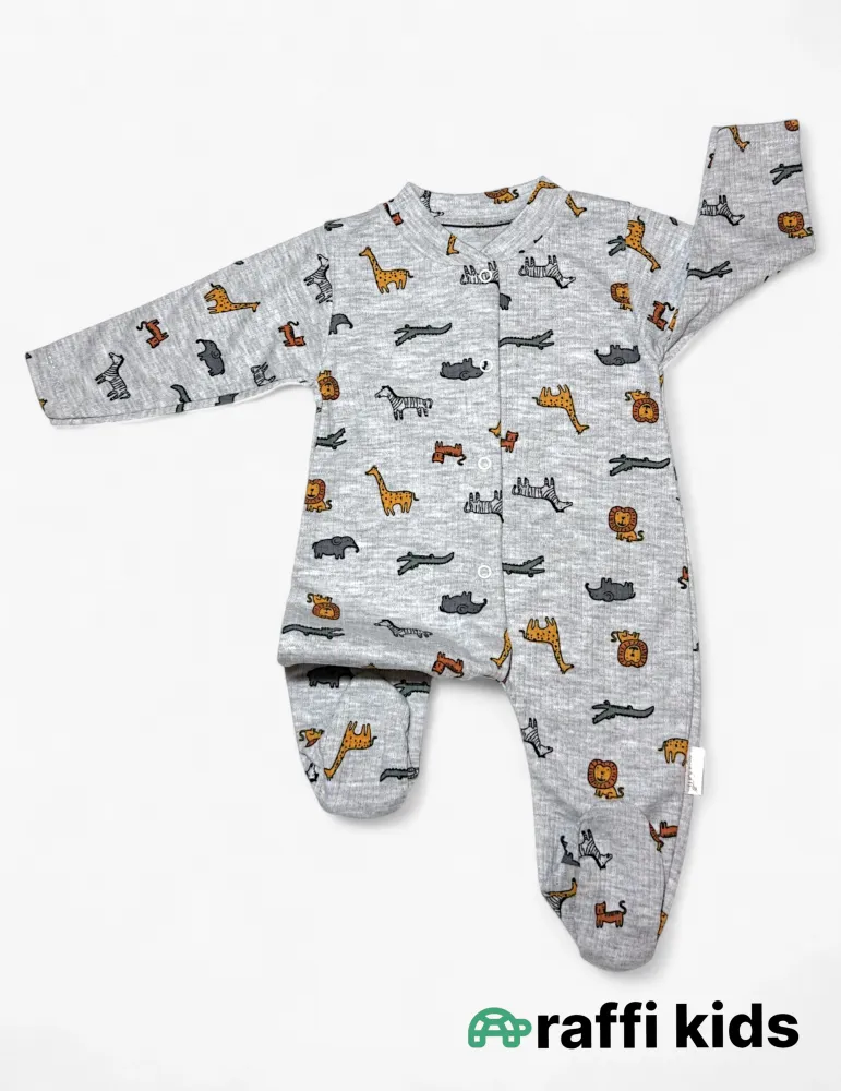 Heyvanlar ayaqı bağlı tulum - türkiyə istehsalı pambıq uşaq geyimi|Raffikids