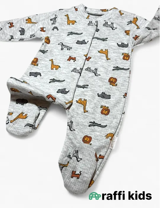 Heyvanlar ayaqı bağlı tulum - türkiyə istehsalı pambıq uşaq geyimi|Raffikids