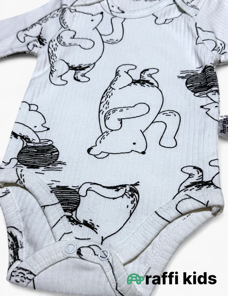 Bal axtaran ayı uzunqol body-türkiyə istehsalı pambıq uşaq geyimi|Raffikids