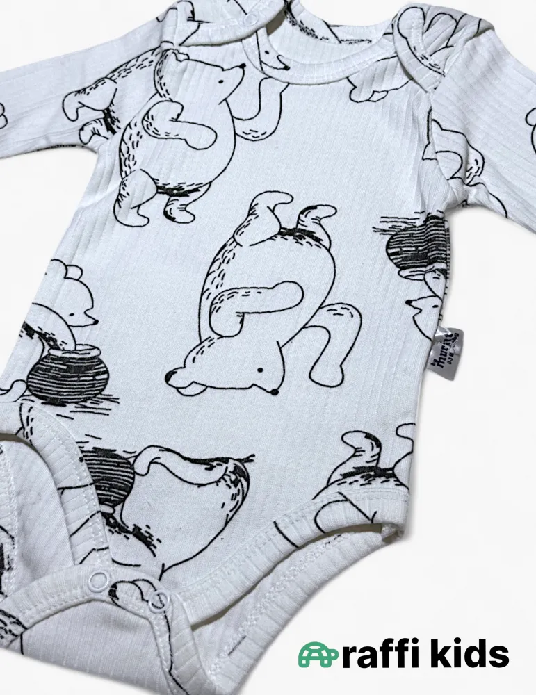 Bal axtaran ayı uzunqol body-türkiyə istehsalı pambıq uşaq geyimi|Raffikids