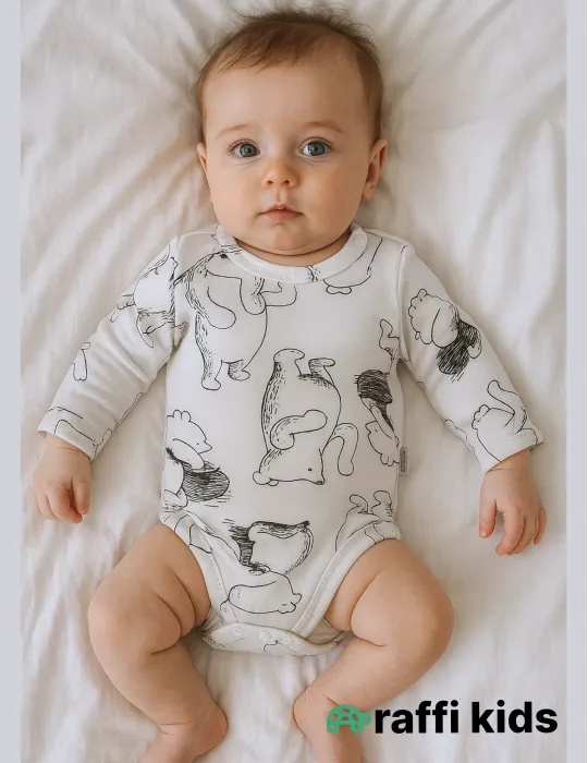 Bal axtaran ayı uzunqol body-türkiyə istehsalı pambıq uşaq geyimi|Raffikids