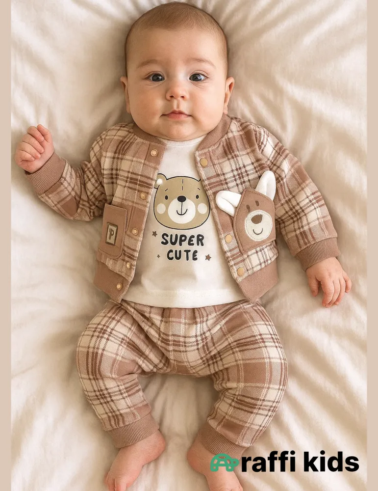 Super cute 3-lü dəst - türkiyə istehsalı pambıq uşaq geyimi|Raffikids