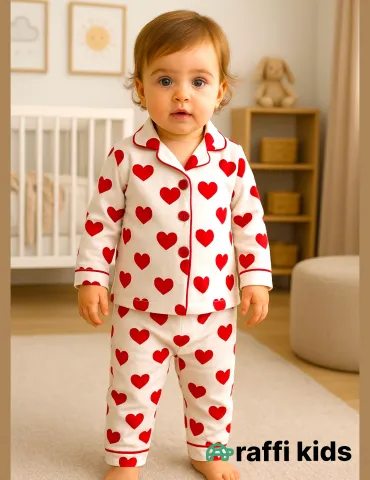 Qırmızı ürəklər uzunqol pijama