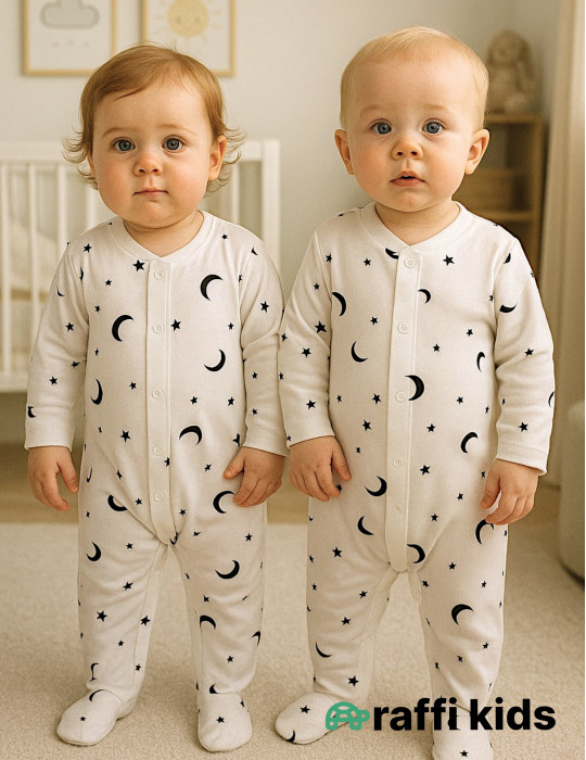 Ay ulduz ayaqı bağlı tulum - türkiyə istehsalı pambıq uşaq geyimi|Raffikids