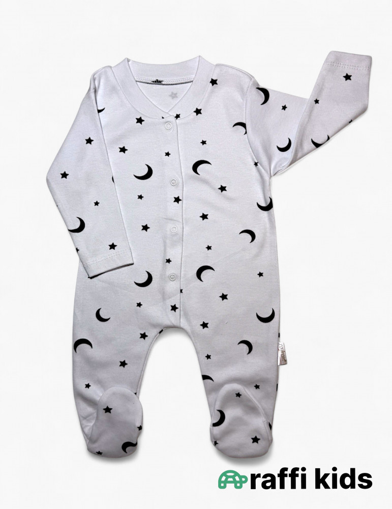 Ay ulduz ayaqı bağlı tulum - türkiyə istehsalı pambıq uşaq geyimi|Raffikids