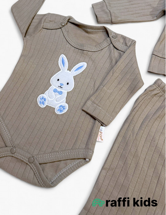 Dovşan dostum 3-lü dəst - türkiyə istehsalı pambıq uşaq geyimi|Raffikids