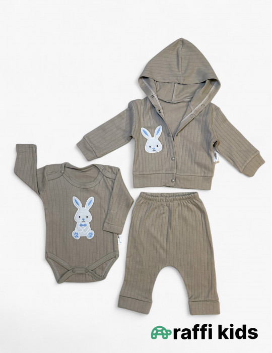 Dovşan dostum 3-lü dəst - türkiyə istehsalı pambıq uşaq geyimi|Raffikids