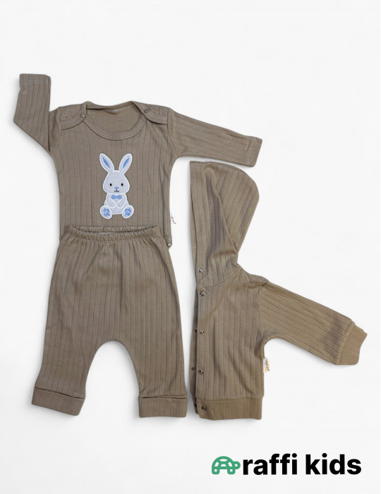 Dovşan dostum 3-lü dəst - türkiyə istehsalı pambıq uşaq geyimi|Raffikids