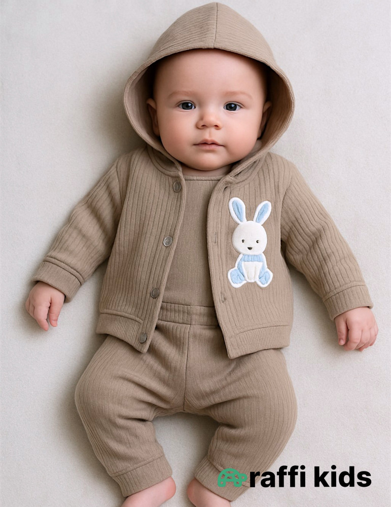 Dovşan dostum 3-lü dəst - türkiyə istehsalı pambıq uşaq geyimi|Raffikids