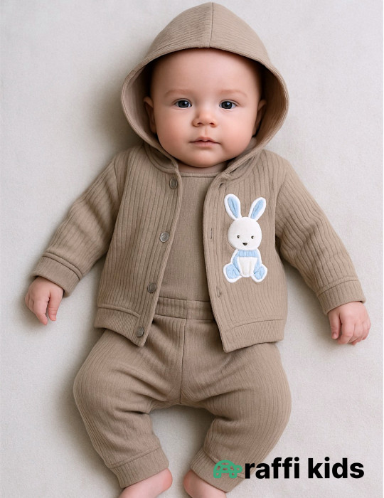 Dovşan dostum 3-lü dəst - türkiyə istehsalı pambıq uşaq geyimi|Raffikids