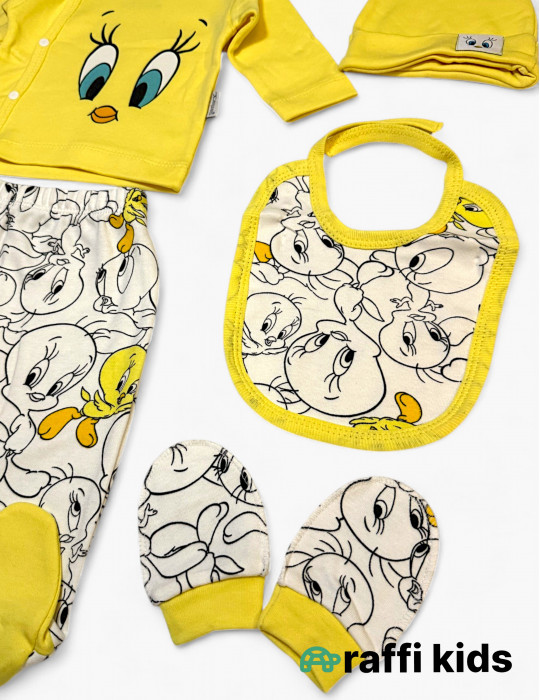 Tweety 5-li dəst - türkiyə istehsalı pambıq uşaq geyimi|Raffikids